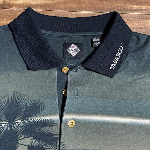 Vintage Tabasco AOP Golf Club Polo Collared Shirt Men’s Size XL Blue Green 90s - Picture 5 of 8